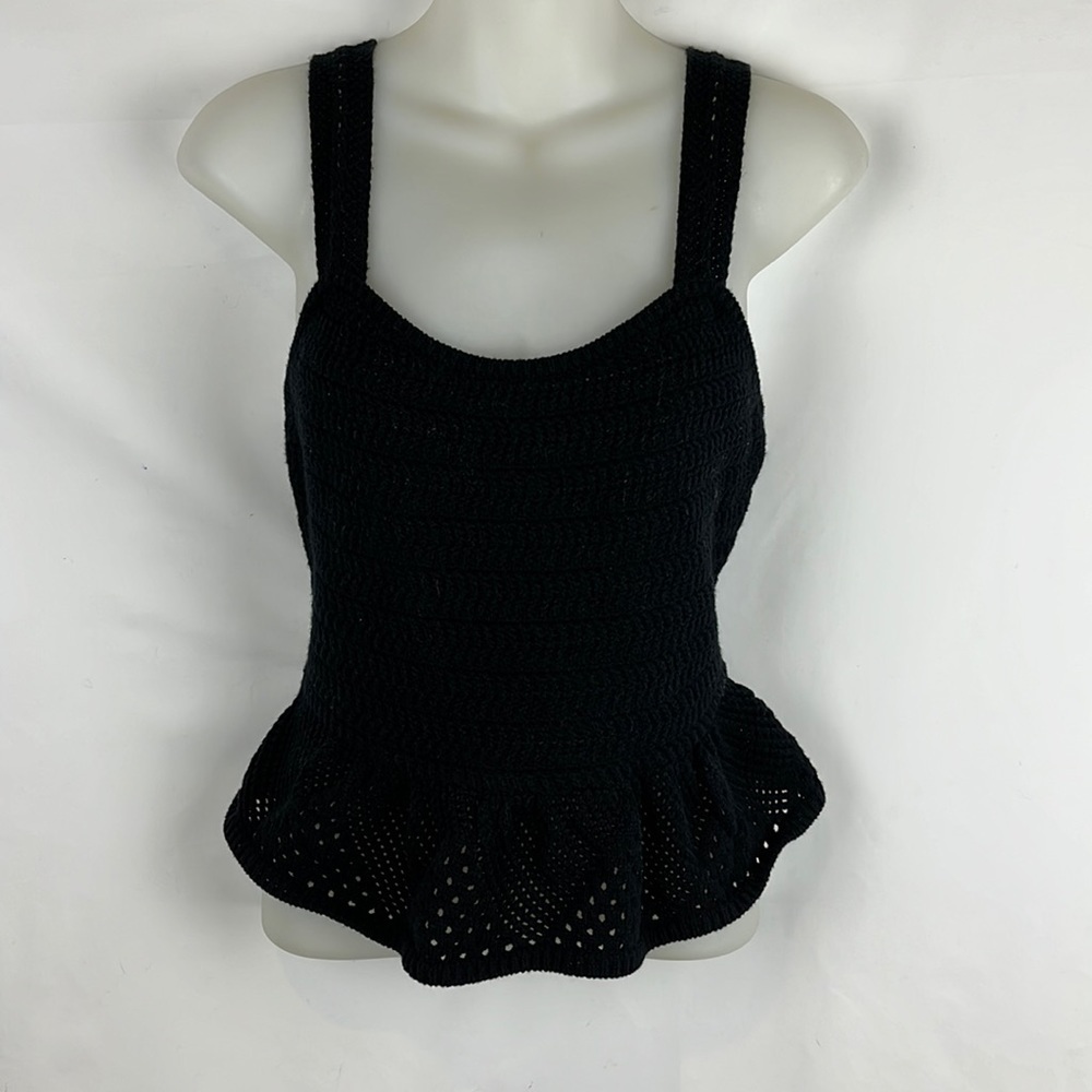 House of Harlow 1960 Black Crochet Knit Tank Top Spaghetti Straps Size M